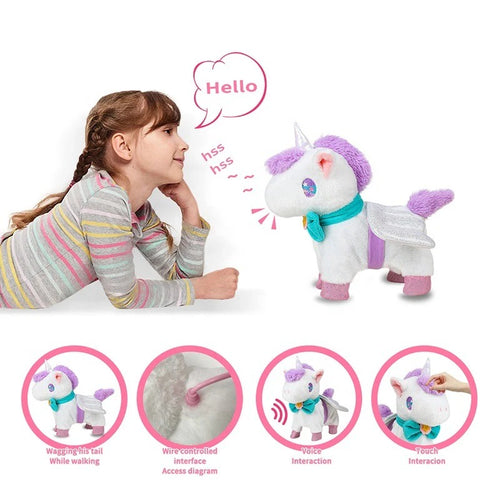 Cute Unicorn Plush Toy with Leash – Soft Interactive Walking Pet for Kids Ages 3+