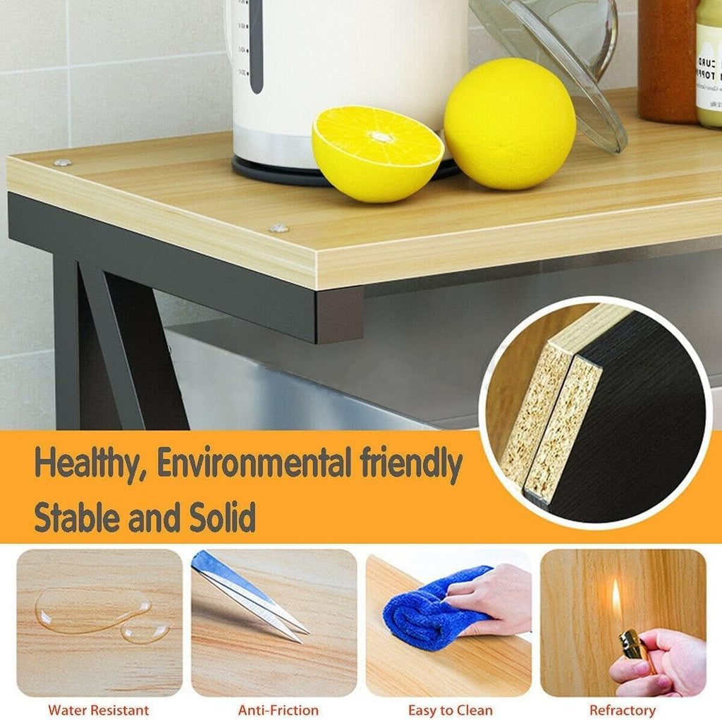 Wooden Microwave Oven Rack  🍽️ Wooden Microwave Oven Rack – 2-Tier Kitchen Organizer 🧺✨