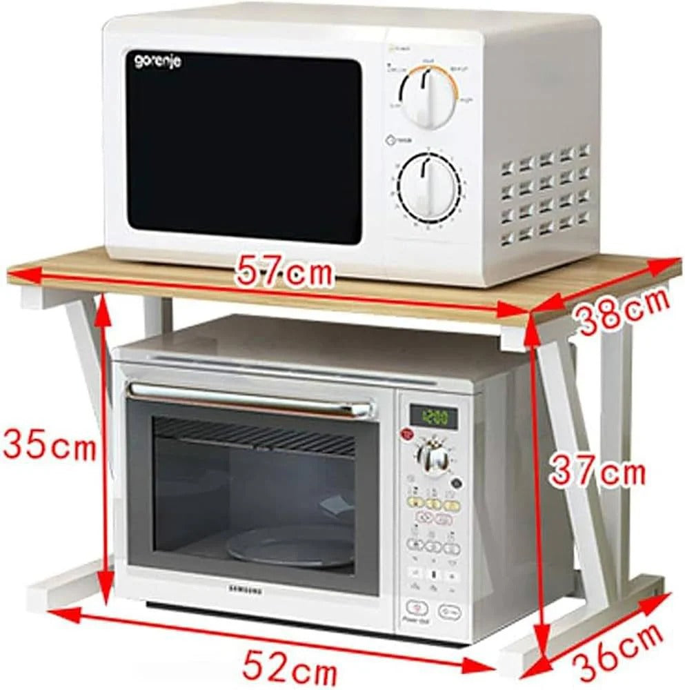 Wooden Microwave Oven Rack  🍽️ Wooden Microwave Oven Rack – 2-Tier Kitchen Organizer 🧺✨