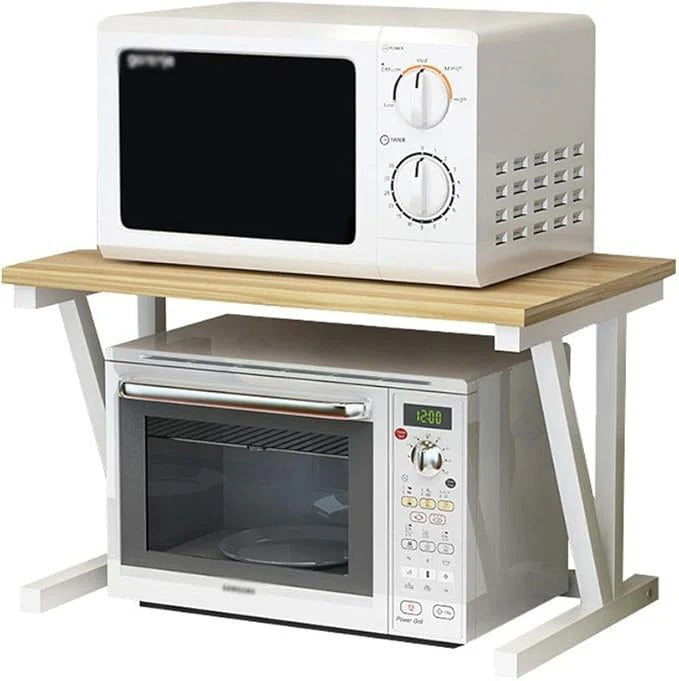 Wooden Microwave Oven Rack  🍽️ Wooden Microwave Oven Rack – 2-Tier Kitchen Organizer 🧺✨