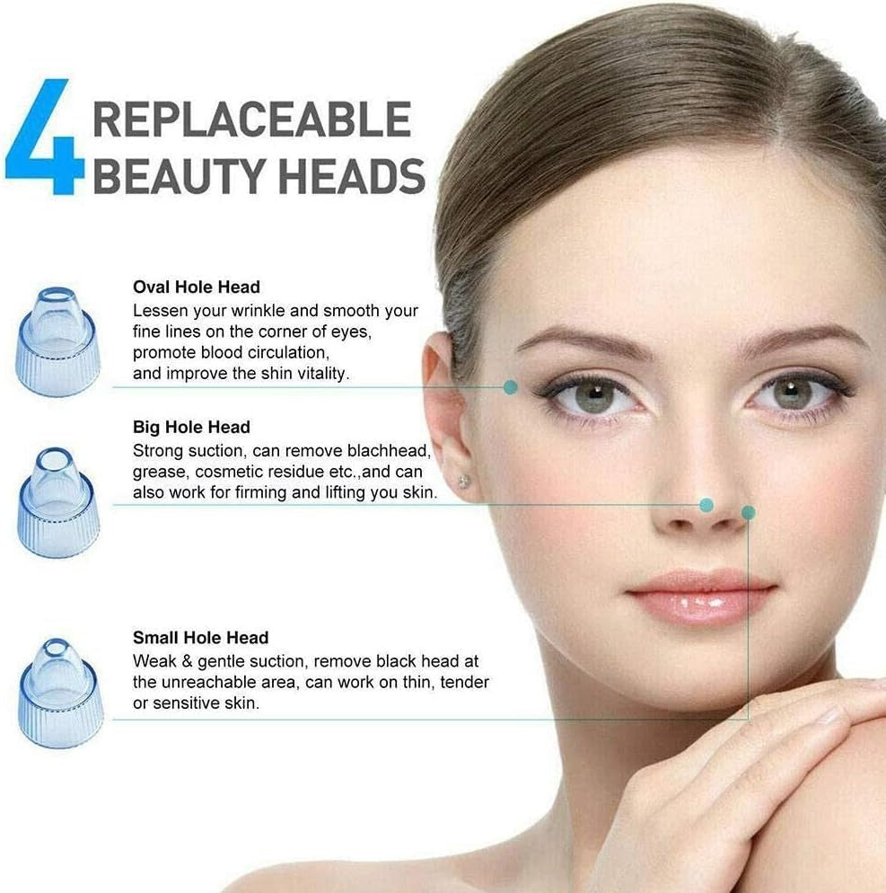 Electric Blackhead Remover Pore Vacuum – USB Rechargeable Facial Pore Cleaner with 5 Suction Levels & 4 Probes