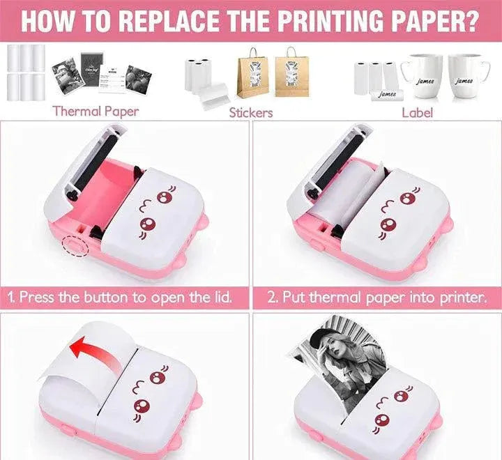 Portable Mini Thermal Printer – Wireless Bluetooth Pocket Printer for Photos, Labels, Notes & Documents